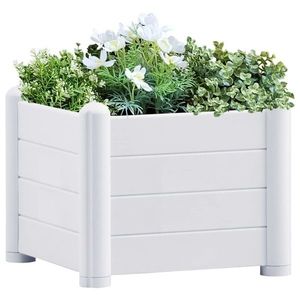 vidaXL Strat înălțat de grădină, alb, 43 x 43 x 35 cm, PP imagine