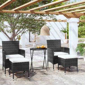 vidaXL Set mobilier bistro grădină 3 piese negru poliratan și sticlă imagine