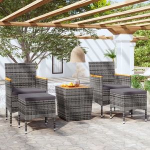 vidaXL Set mobilier bistro grădină 5 piese gri poliratan/lemn acacia imagine