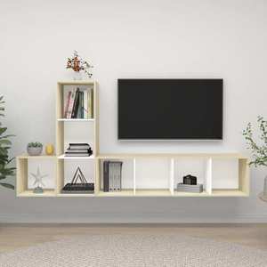 vidaXL Set dulapuri TV, 3 piese, alb și stejar sonoma, lemn prelucrat imagine