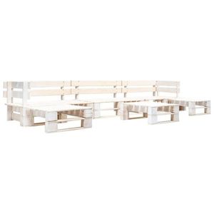 vidaXL Set mobilier grădină din paleți, 6 piese, alb, lemn imagine