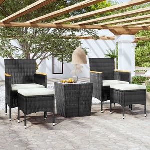 vidaXL Set mobilier bistro grădină 5 piese negru poliratan și sticlă imagine