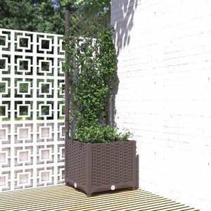 vidaXL Jardinieră de grădină cu spalier maro, 40x40x136 cm, PP imagine