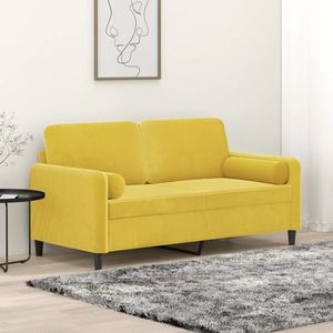 vidaXL Canapea cu 2 locuri cu pernuțe, galben, 140 cm, catifea imagine