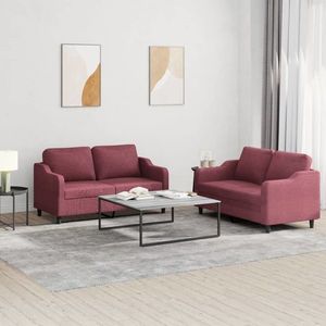 vidaXL Set canapea cu perne, 2 piese, roșu vin, material textil imagine