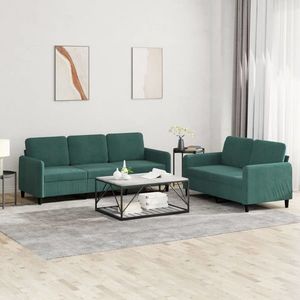 vidaXL Set canapele, 2 piese, verde închis, catifea imagine