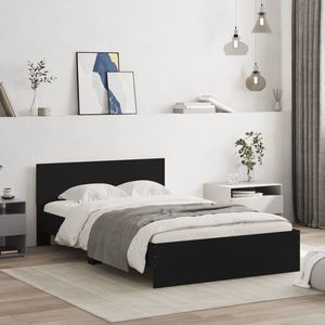 vidaXL Cadru de pat cu tăblie, negru, 120x190 cm imagine