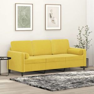 vidaXL Canapea cu 3 locuri cu pernuțe, galben, 180 cm, catifea imagine