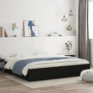 vidaXL Cadru de pat cu sertare negru 200x200 cm lemn prelucrat imagine