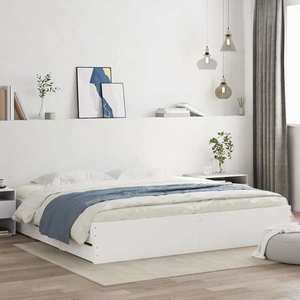 vidaXL Cadru de pat cu sertare, alb, 180x200 cm, lemn prelucrat imagine