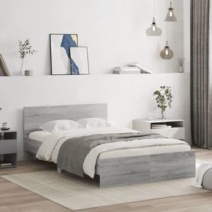 vidaXL Cadru de pat cu tăblie, gri sonoma, 120x190 cm imagine