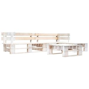 vidaXL Set mobilier de grădină din paleți, 4 piese, alb, lemn imagine