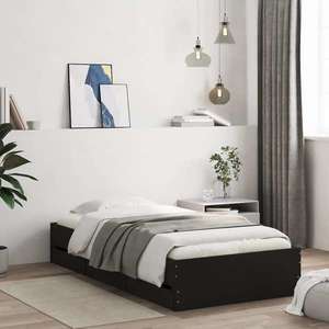 vidaXL Cadru de pat cu sertare, negru, 100x200 cm, lemn prelucrat imagine