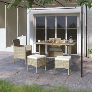 vidaXL Set cu scaun de grădină și taburet, 4 piese, bej, poliratan imagine