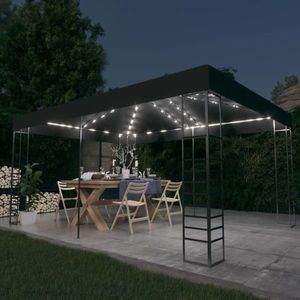 Pavilion cu sir de lumini LED, antracit, 3x4 m imagine