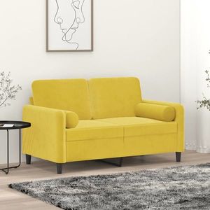 vidaXL Canapea cu 2 locuri cu pernuțe, galben, 120 cm, catifea imagine