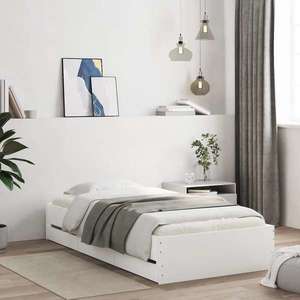 vidaXL Cadru de pat cu sertare, alb, 100x200 cm, lemn prelucrat imagine