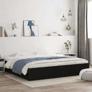 vidaXL Cadru de pat cu sertare, negru, 180x200 cm, lemn prelucrat imagine