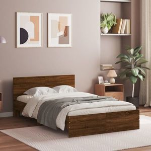 vidaXL Cadru de pat cu tăblie, stejar maro, 120x190 cm imagine