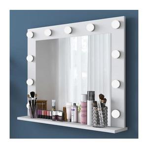 Oglindă de perete cu raft RANI 90x71, 8 cm alb imagine