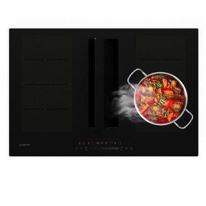 Klarstein Chef-Fusion Down Air System, plită cu inducție + hotă DownAir, 77 cm, 600 m³/h EEC A+ imagine