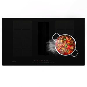 Klarstein Chef-Fusion Down Air System, plită cu inducție + hota DownAir, 90 cm, 600 m³/h EEC A imagine