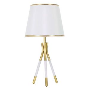 Lampa de masa Triply, Mauro Ferretti, Ø28 x 57 cm, 1 x E27, 40W, fier/textil, auriu/alb imagine