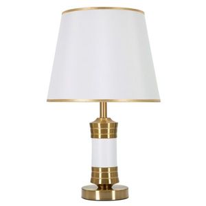 Lampa de masa Whity, Mauro Ferretti, Ø31 x 52 cm, 1 x E27, 40W, fier/textil, auriu/alb imagine
