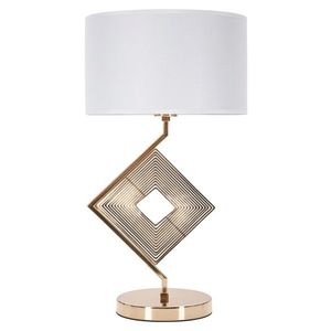 Lampa de masa Move, Mauro Ferretti, Ø30 x 56 cm, 1 x E27, 40W, fier/textil, auriu/alb imagine