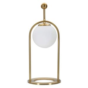 Lampa de masa Glamy Arc -B, Mauro Ferretti, Ø21 x 50 cm, 1 x E14, 40W, fier/sticla, auriu/alb imagine