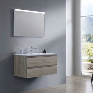 Oglinda pentru baie cu iluminare LED On Top, 100x3x60 cm, aluminiu, argintiu mat imagine