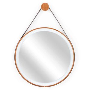 Oglinda pentru baie Marino, 55x5x71.5 cm, lemn de teak/aluminiu, bej/maro imagine