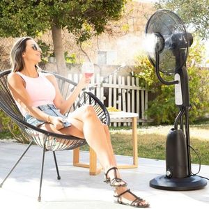 Ventilator nebulizator cu picior, cu telecomanda, InnovaGoods, Mistinn, 90 W, 2.8 L, 44.5 x 40 x 123 cm, negru imagine