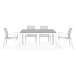 Set mobilier gradina/terasa Encore/Baria, 5 piese, 150x90x74 cm/56.5x62x86 cm, aluminiu, alb/gri imagine