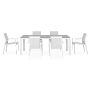 Set mobilier gradina/terasa Encore/Baria, 7 piese, 205x90x74 cm/56.5x62x86 cm, aluminiu, alb/gri imagine