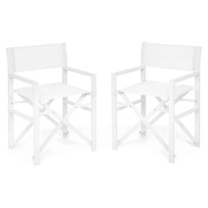 Set 2 scaune pentru exterior Director, 57x86x43 cm, aluminiu, alb imagine