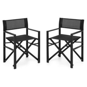 Set 2 scaune pentru exterior Director, 57x86x43 cm, aluminiu, negru imagine