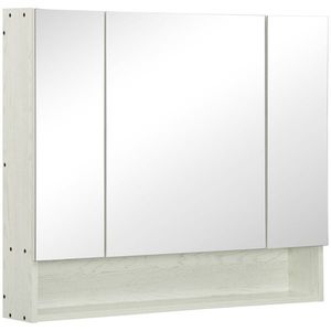 Dulap cu oglinda cu raft reglabil Kleankin, MDF Sticla 90x15x75cm, Alb | Aosom RO imagine