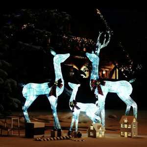 vidaXL Decorațiune de Crăciun familie de reni 201 LED-uri alb/argintiu imagine
