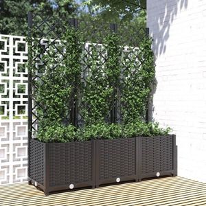 vidaXL Jardinieră de grădină cu spalier negru, 120x40x136 cm, PP imagine