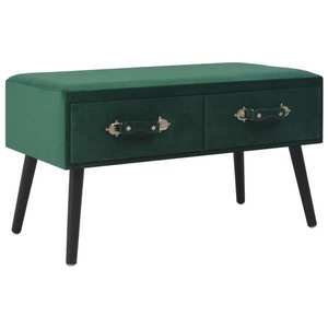vidaXL Banchetă cu sertare, verde, 80 cm, catifea imagine