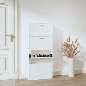 vidaXL Pantofar, alb, 59x17x150 cm, lemn prelucrat imagine