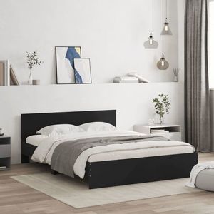 vidaXL Cadru de pat cu tăblie, negru, 140x190 cm imagine