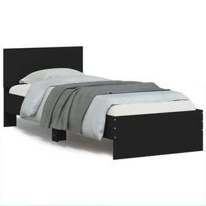 vidaXL Cadru de pat cu tăblie, negru, 90x190 cm, lemn prelucrat imagine