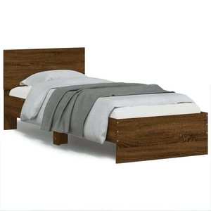vidaXL Cadru de pat cu tăblie, stejar maro, 90x190 cm, lemn prelucrat imagine