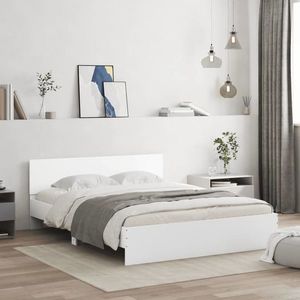 vidaXL Cadru de pat cu tăblie, alb, 140x190 cm imagine