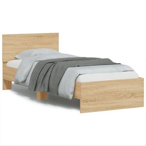 vidaXL Cadru de pat cu tăblie stejar sonoma 90x190 cm lemn prelucrat imagine