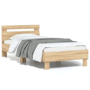 vidaXL Cadru de pat cu tăblie stejar sonoma 75x190 cm lemn prelucrat imagine