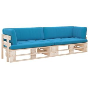 vidaXL Canapea din paleți cu 2 locuri, cu perne, lemn pin tratat imagine
