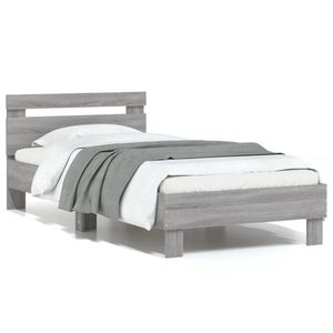 vidaXL Cadru de pat cu tăblie gri sonoma 75x190 cm lemn prelucrat imagine